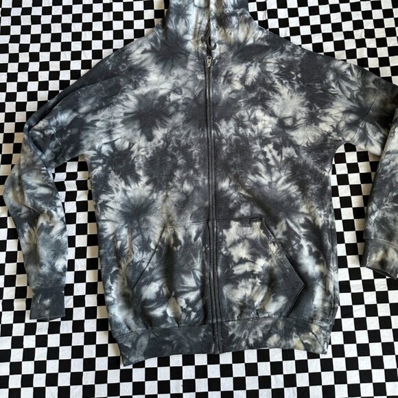 Navy Tie Dye Oversized Zip Up Hoodie - Picture 6 of 7